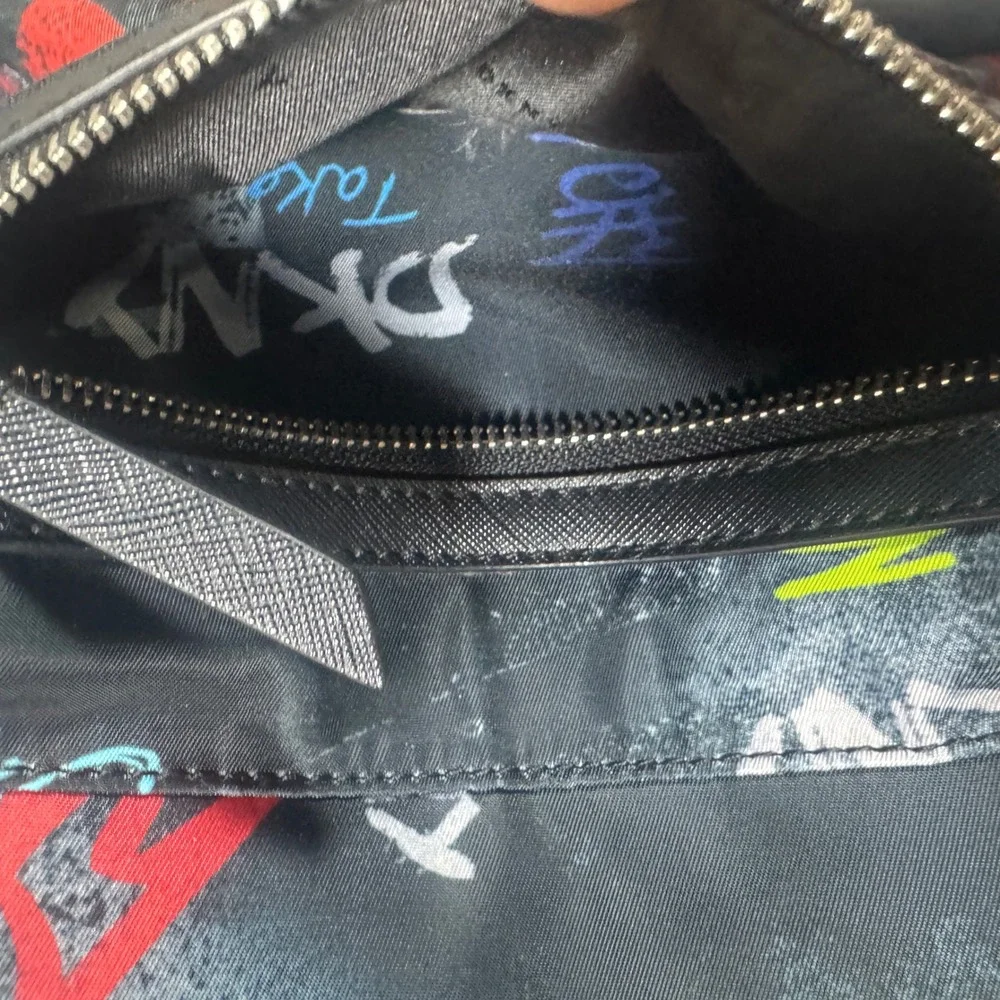 DKNY Mini Backpack Black Nylon Graffiti Print Streetwear Urban Logo Bag